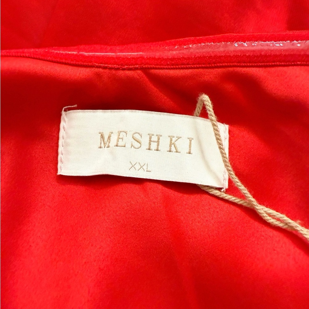 NWT Meshki Aminah Draped Strapless Satin Maxi Dress in red Size XXL - Picture 15 of 16